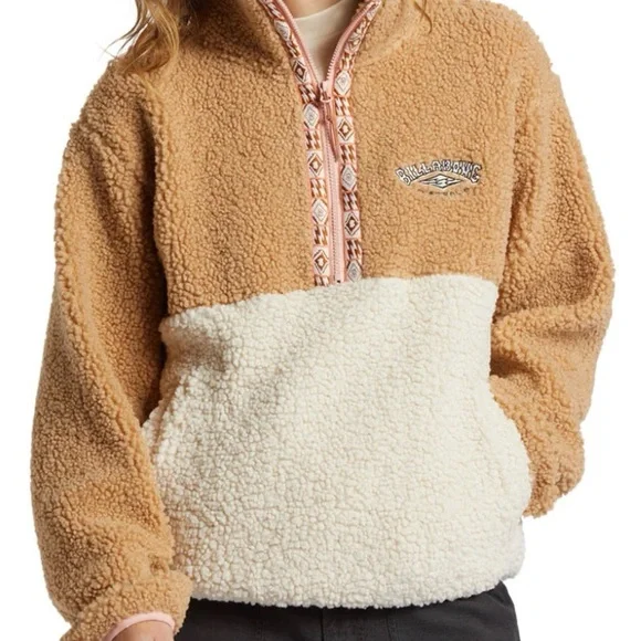 Women’s Billabong Horizon Color Block Half-Zip Fleece Pullover Sweatshirt Medium - Picture 4 of 8